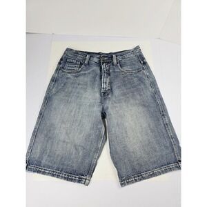 Flypaper Shorts Mens 36 Blue Denim Distressed Relaxed Fit Raw‎ Hem Jean Pockets